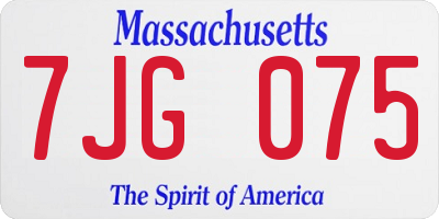 MA license plate 7JG075