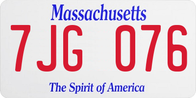MA license plate 7JG076