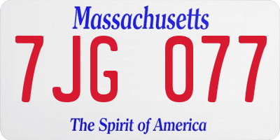 MA license plate 7JG077