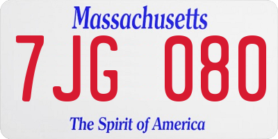 MA license plate 7JG080