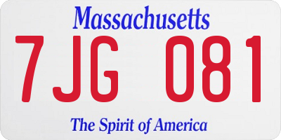 MA license plate 7JG081