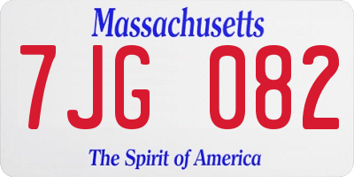 MA license plate 7JG082
