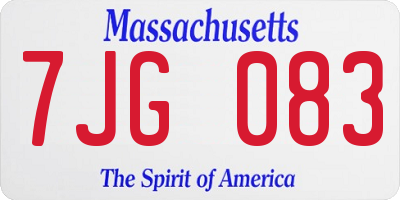 MA license plate 7JG083