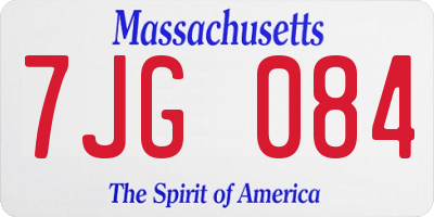 MA license plate 7JG084