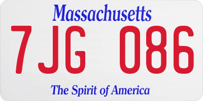 MA license plate 7JG086