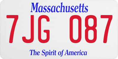 MA license plate 7JG087