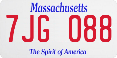 MA license plate 7JG088