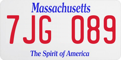 MA license plate 7JG089