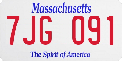 MA license plate 7JG091