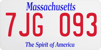 MA license plate 7JG093