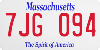 MA license plate 7JG094