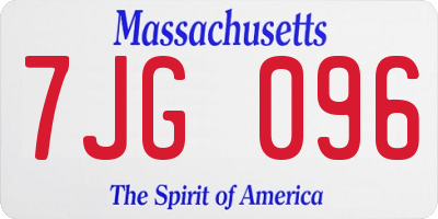 MA license plate 7JG096