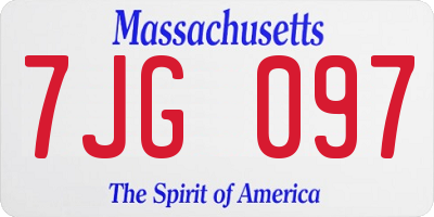 MA license plate 7JG097