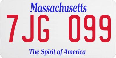 MA license plate 7JG099