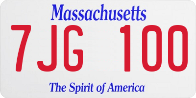 MA license plate 7JG100