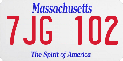 MA license plate 7JG102