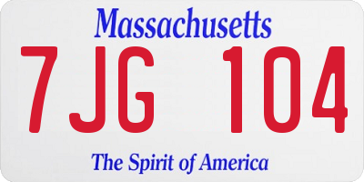 MA license plate 7JG104