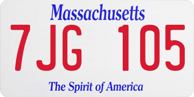 MA license plate 7JG105