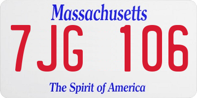 MA license plate 7JG106