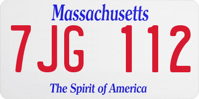 MA license plate 7JG112
