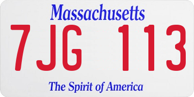 MA license plate 7JG113