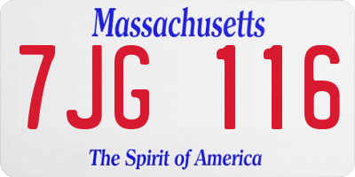 MA license plate 7JG116