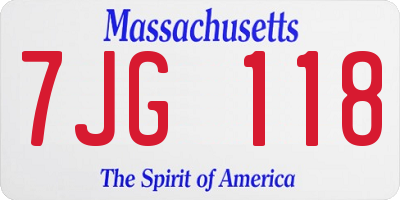 MA license plate 7JG118