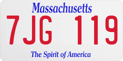 MA license plate 7JG119