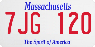 MA license plate 7JG120