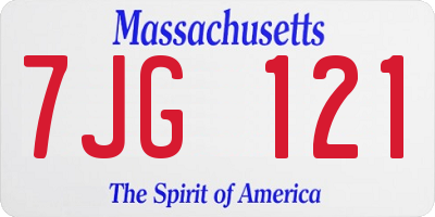 MA license plate 7JG121