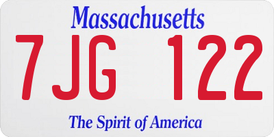 MA license plate 7JG122