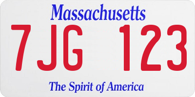 MA license plate 7JG123