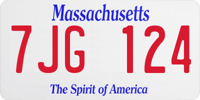MA license plate 7JG124