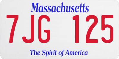 MA license plate 7JG125