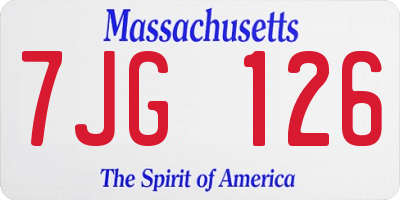 MA license plate 7JG126