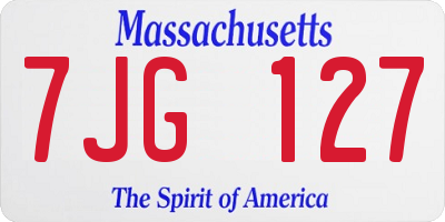 MA license plate 7JG127