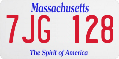 MA license plate 7JG128