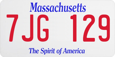 MA license plate 7JG129
