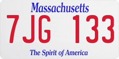 MA license plate 7JG133