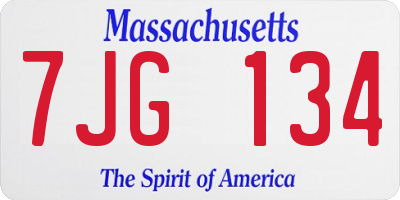 MA license plate 7JG134