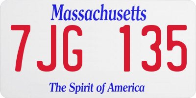 MA license plate 7JG135