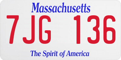 MA license plate 7JG136