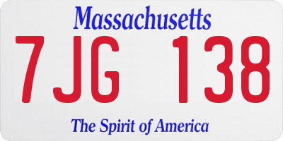 MA license plate 7JG138