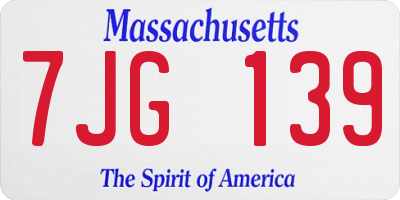 MA license plate 7JG139