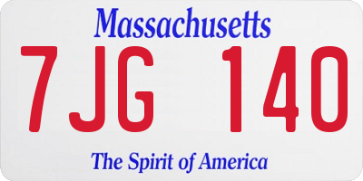 MA license plate 7JG140