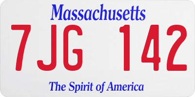 MA license plate 7JG142