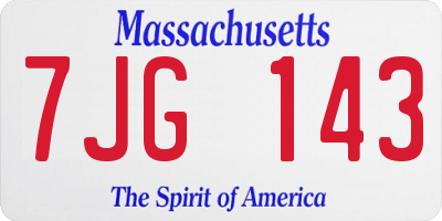 MA license plate 7JG143