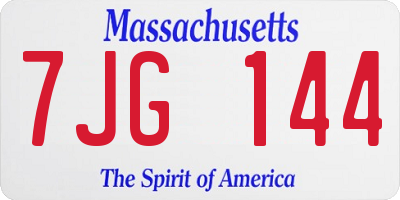 MA license plate 7JG144