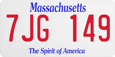MA license plate 7JG149