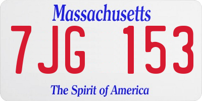 MA license plate 7JG153